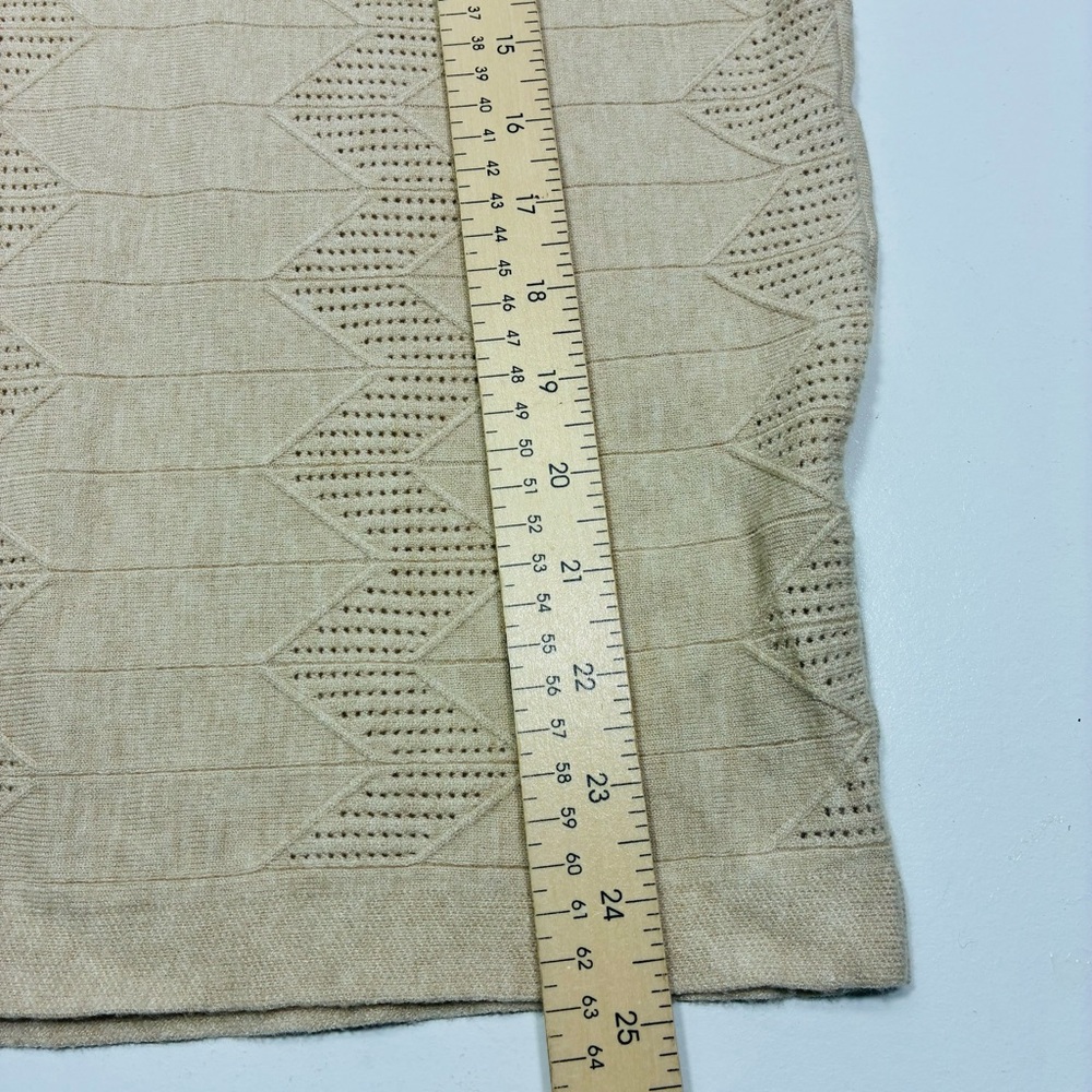 Vila Milano Womens Beige Knit Sweater Size Medium Long Sleeve Textured Chevron - Picture 4 of 11